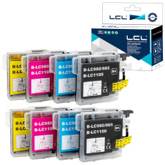 LCL Cartouche d'encre Compatible LC-1100 LC1100 LC1100BK LC-1100BK LC1100C LC1100M LC1100Y (2Noir 2Cyan 2Magenta 2Jaune) Remplac
