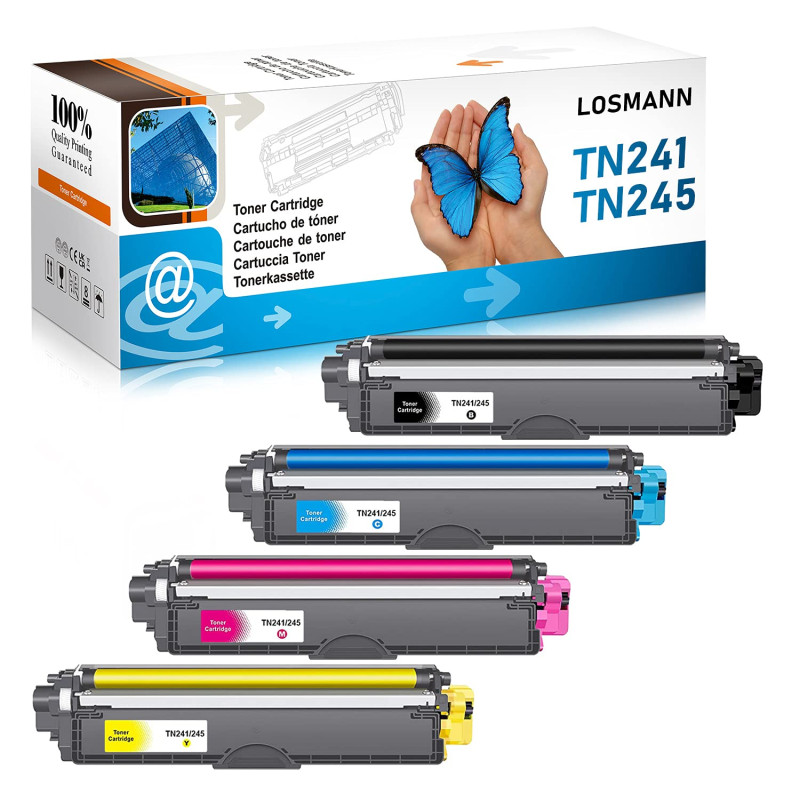 LOSMANN 4X Cartouche de Toner Compatible Remplacement pour Brother TN-241 TN-245 pour DCP-9020CDW DCP-9015CDW HL-3140CW HL-3150C