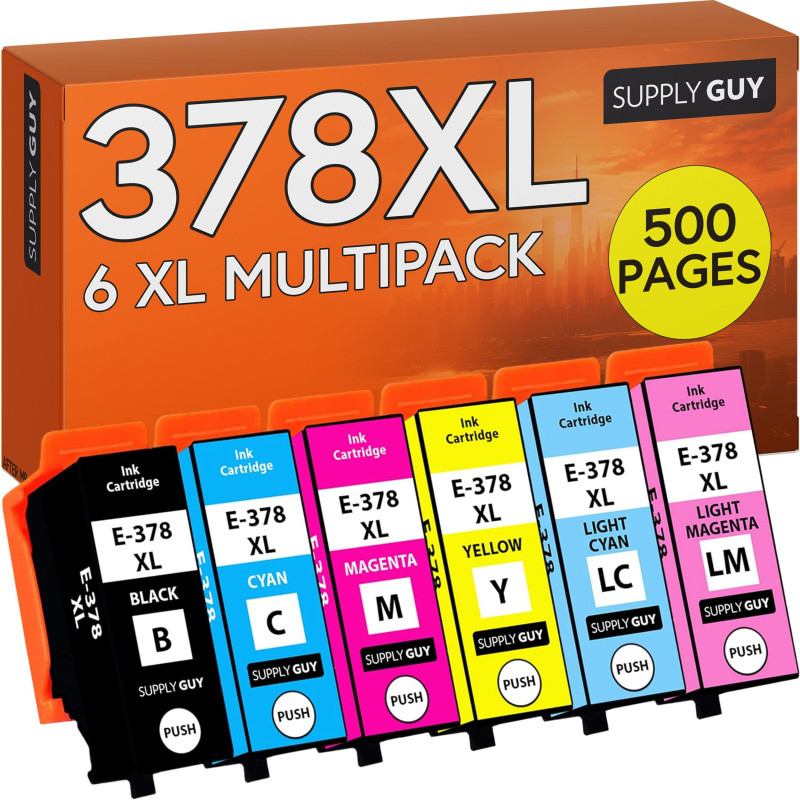 Supply Guy 6 Cartouches d'encre Compatible avec Epson 378XL Multipack pour Expression Photo XP8000 XP8005 XP8500 XP8500 XP8505 X