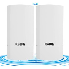 KuWFi Point d‘accès WiFi, CPE Extérieur 2.4G Point à Point sur 1 KM, Pont WiFi Ethernet Extérieur Longue portée pour PtP/PtMP, P