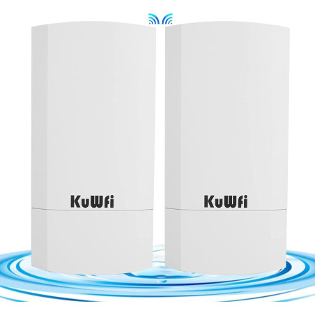 KuWFi Point d‘accès WiFi, CPE Extérieur 2.4G Point à Point sur 1 KM, Pont WiFi Ethernet Extérieur Longue portée pour PtP/PtMP, P