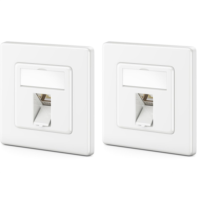 deleyCON 2x Prise Réseau CAT8 Encastrable avec RJ45 Keystone - 40 Gbit/s - STP Blindée - Prise de Données pour Câbles de Raccord deleyCON 2x Prise Réseau CAT8 Encastrable avec RJ45 Keystone - 40 Gbit/s - STP Blindée - Prise de Données pour Câbles de Raccord