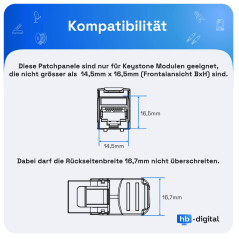 hb-digital Boîtier de panneau de brassage à 6 ports pour modules Keystone avec par exemple prise RJ45 RJ11 Socket connecteur d'a