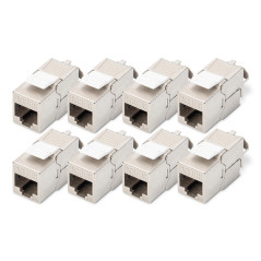 DIGITUS Keystone Module Cat-6A Blindé - 8 pièces - RJ45 Femelle - 500 MHz 10GBase-T - AWG 26-22 - Montage sans Outils