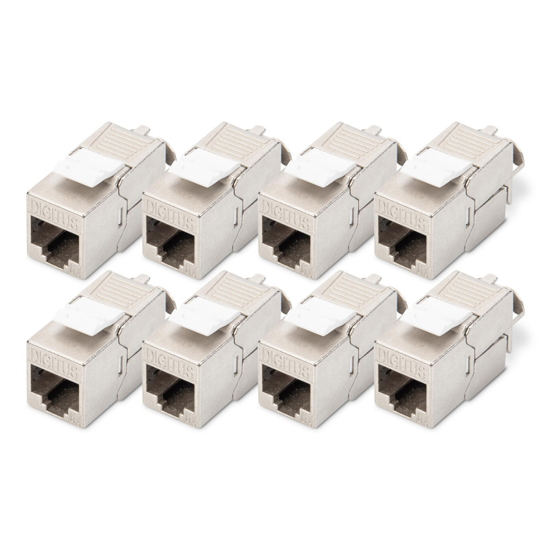 DIGITUS Keystone Module Cat-6A Blindé - 8 pièces - RJ45 Femelle - 500 MHz 10GBase-T - AWG 26-22 - Montage sans Outils DIGITUS Keystone Module Cat-6A Blindé - 8 pièces - RJ45 Femelle - 500 MHz 10GBase-T - AWG 26-22 - Montage sans Outils