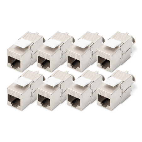DIGITUS Keystone Module Cat-6A Blindé - 8 pièces - RJ45 Femelle - 500 MHz 10GBase-T - AWG 26-22 - Montage sans Outils