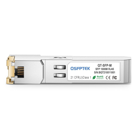 QSFPTEK Gigabit SFP Copper RJ45 Module 1000BASE-T Transceiver pour Cisco GLC-T/SFP-GE-T, Ubiquiti UF-RJ45-1G, Netgear, Mikrotik,