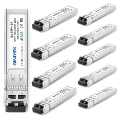 QINIYEK 10GBase-SR Module SFP+ Optique, 10Gb multimode LC Transceiver Compatible pour Cisco SFP-10G-SR, Ubiquiti UF-MM-10G, Mera
