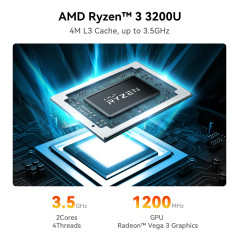 Beelink SER3 Mini PC, processeur AMD Ryzen 3 3200U (2C/4T, jusqu'à 3.5 GHz), 16 Go de RAM 500 Go SSD, HDMI/DP/WiFi5/BT 5.0/RJ45 