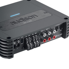 Audison SR 4.300 340W 4 canaux Classe D Amplificateur (4X 85W (4Ω) | 4X 130W (2Ω) | 1000W (1Ω) / HPF/LPF/Full/Bass Boost)