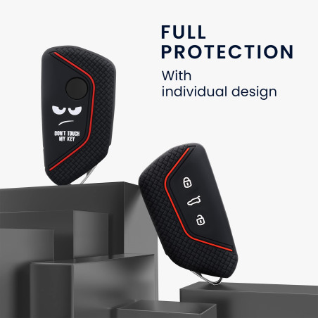 kwmobile Coque clé de Voiture Compatible avec VW Golf 8 3-Bouton Accessoire clé Voiture - Protection étui Souple en Silicone - B