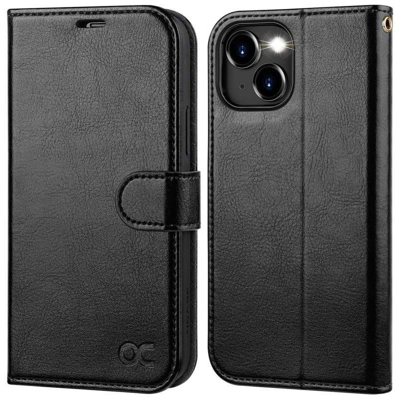 OCASE Etui Coque pour iPhone 15 Plus, Antichoc TPU Housse Cuir PU Portefeuille [RFID Blocage] [Béquille] [Fentes pour Cartes] Pr