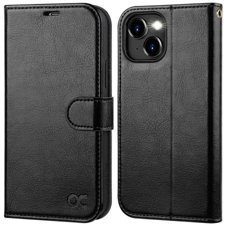 OCASE Etui Coque pour iPhone 15 Plus, Antichoc TPU Housse Cuir PU Portefeuille [RFID Blocage] [Béquille] [Fentes pour Cartes] Pr