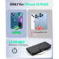 OCASE Etui Coque pour iPhone 15 Plus, Antichoc TPU Housse Cuir PU Portefeuille [RFID Blocage] [Béquille] [Fentes pour Cartes] Pr