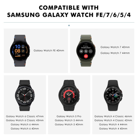 MoKo Bracelet en Métal Compatible avec Samsung Galaxy Watch 7 FE 6 5 4 40mm 44mm/6 Classic 43mm 47mm/5 Pro 45mm/4 Classic 42mm 4