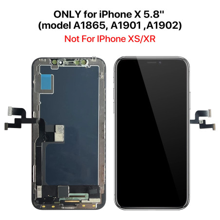 QTlier Écran de Rechange pour iPhone X 5.8", LCD Écran Tactile Digitizer Assembly avec Kit De Réparation Complet + Protecteur D'