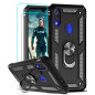 LeYi Coque pour Xiaomi Redmi Note 7/Note 7 Pro avec [2 Verre Trempé], Anneau Support Double Couche Renforcée Défense Bumper Anti