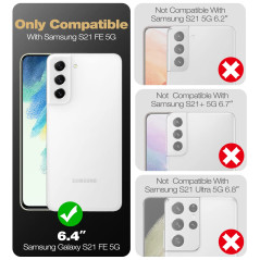 Dexnor Coque pour Samsung Galaxy S21 FE 5G 6,4" avec Protecteur d'écran Intégré Armure de Qualité Heavy Duty Avant et Arrière 36