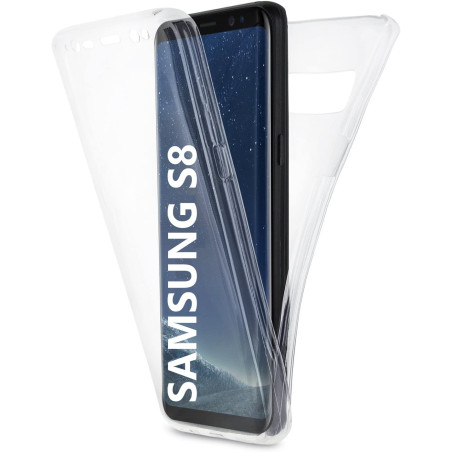 COQTEL® Coque pour Samsung Galaxy S8 360° Transparente Double Protection intégrale en Silicone TPU Antichoc protège écran