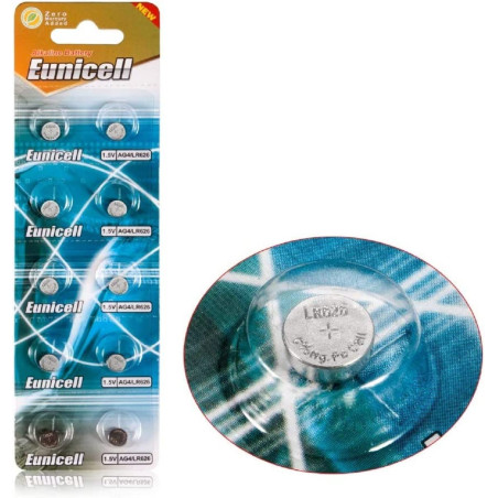 10 x Eunicell AG4 Alkaline button cell batteries - G4 LR66 LR66SW LR626 LR626SW SR626W 376 377
