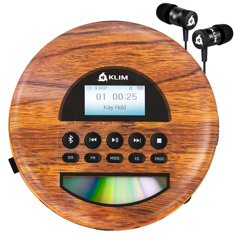 KLIM Nomad Wood - Nouveauté - Lecteur CD Portable - Batterie Intégrée Longue Durée - Écouteurs KLIM Fusion - CD-R, CD-RW, MP3 - KLIM Nomad Wood - Nouveauté - Lecteur CD Portable - Batterie Intégrée Longue Durée - Écouteurs KLIM Fusion - CD-R, CD-RW, MP3 -