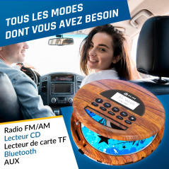 KLIM Nomad Wood - Nouveauté - Lecteur CD Portable - Batterie Intégrée Longue Durée - Écouteurs KLIM Fusion - CD-R, CD-RW, MP3 - 