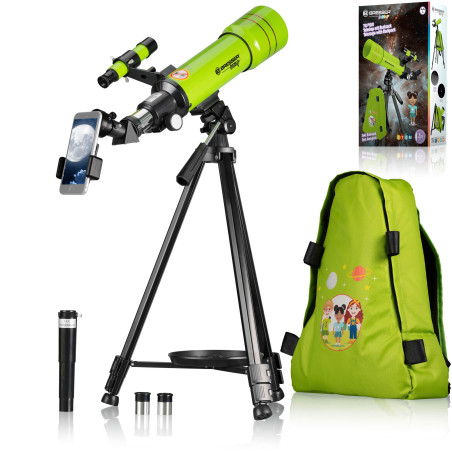 BRESSER Télescope à Objectif JUNIOR 70/400 avec Sac à Dos Vert