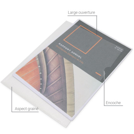 Waytex 931308 Pochette Coin Transparente A4 Grainées 90 microns – Paquet de 50