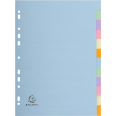 Exacompta - Réf. 1612E - Intercalaires en carte pastel recyclée 170g/m2 avec 12 onglets neutres - Format à classer A4 - Dimensio