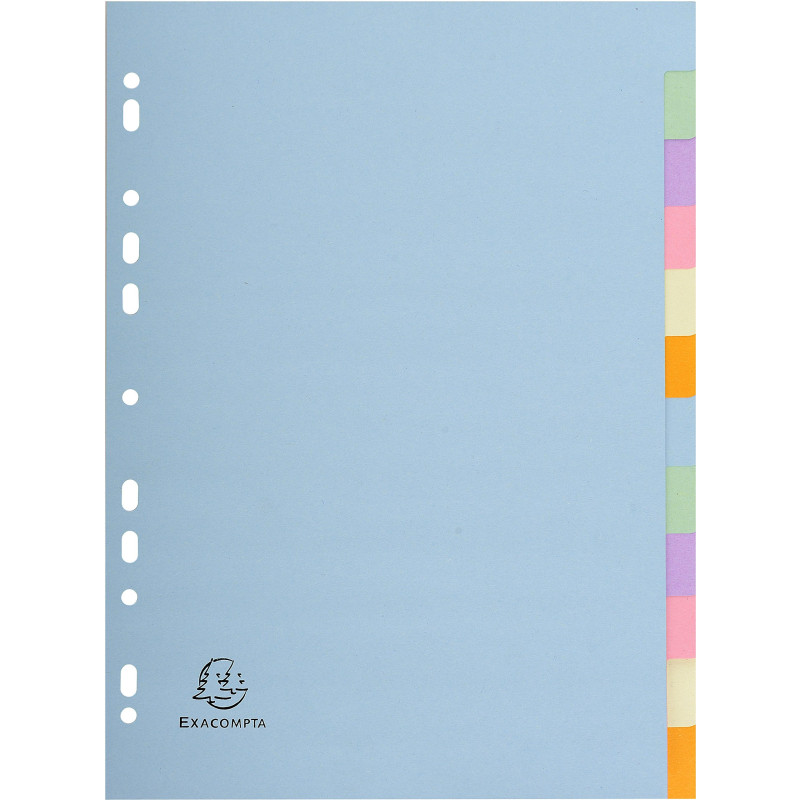 Exacompta - Réf. 1612E - Intercalaires en carte pastel recyclée 170g/m2 avec 12 onglets neutres - Format à classer A4 - Dimensio Exacompta - Réf. 1612E - Intercalaires en carte pastel recyclée 170g/m2 avec 12 onglets neutres - Format à classer A4 - Dimensio