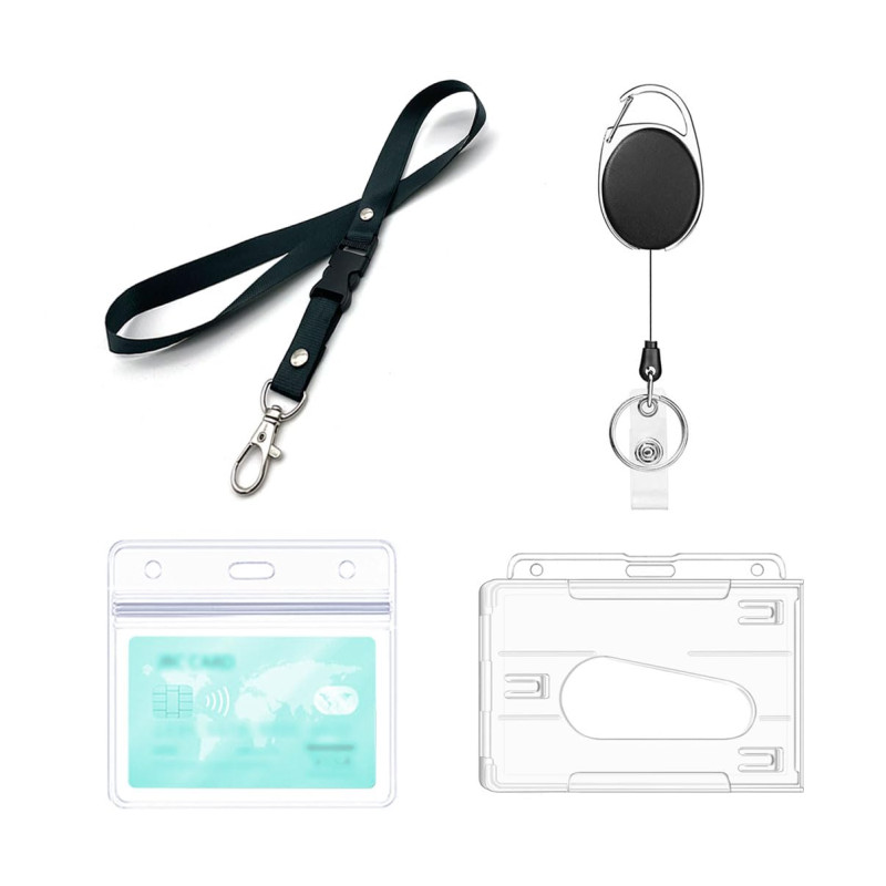 Rétractable Porte Badge, Cordon Avec Porte Carte, ensemble 4 pièces comprenant - Clip Bobine, Cordon, Porte Badges transparentes Rétractable Porte Badge, Cordon Avec Porte Carte, ensemble 4 pièces comprenant - Clip Bobine, Cordon, Porte Badges transparentes