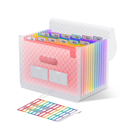 ThinkTex Trieur A4, 12 Compartiments Trieur Document, Rangement Papier Administratif, Range Document avec Intercalaire, Support