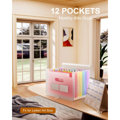 ThinkTex Trieur A4, 12 Compartiments Trieur Document, Rangement Papier Administratif, Range Document avec Intercalaire, Support