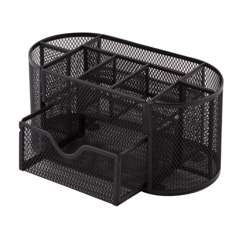 D.RECT Organiseur de Bureau, Pot à Crayons en Métal, Étagère de Bureau avec Porte-Notes en Maille, 350 x 297 x 275 mm, Noir 1104 D.RECT Organiseur de Bureau, Pot à Crayons en Métal, Étagère de Bureau avec Porte-Notes en Maille, 350 x 297 x 275 mm, Noir 1104