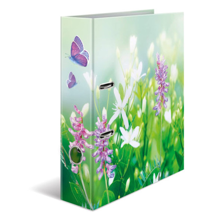 HERMA Classeur A4 motif prairie verte, 7 cm de large, pour enfants, avec motif de plantes, classeur coloré avec impression intér