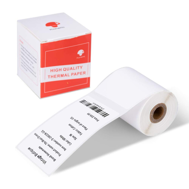 Phomemo 50x80mm Papier pour étiquettes autocollantes en thermique direct, étiquettes de vêtements pour l'étiqueteuse Phomemo M11 Phomemo 50x80mm Papier pour étiquettes autocollantes en thermique direct, étiquettes de vêtements pour l'étiqueteuse Phomemo M11