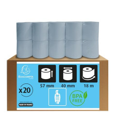 Exacompta - Réf. 40951E - Boîte de 20 bobines pour tickets de carte bancaire - largeur 57 mm x diamètre 40 mm - mandrin 12 mm -