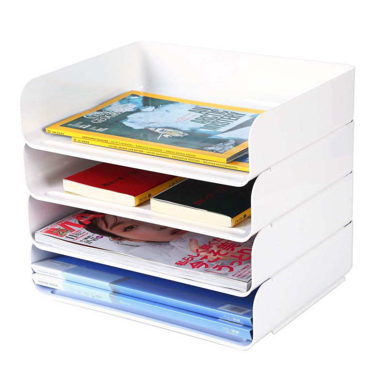 Corbeille à courrier empilable Stable-Bac à courrier - Organisateur de Bureau - Porte-Documents A4(Blanc-4 couches) Corbeille à courrier empilable Stable-Bac à courrier - Organisateur de Bureau - Porte-Documents A4(Blanc-4 couches)