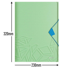 Leitz Chemise 3 Rabats A4 pouvant contenir jusqu'à 150 Feuilles A4, Fermeture Élastique, Plastique souple, Vert, Urban Chic, 46