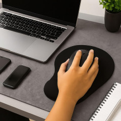 OcioDual Tapis de Souris Repose Poignet, Mouse Pad avec Support en Gel, Tapis Souris Ergonomique Tissu Doux, Tapis de Souris Noi