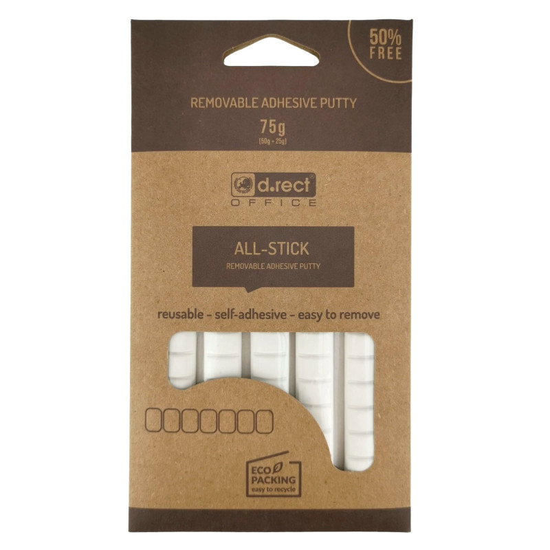 D.RECT Pastilles adhésives blanches | Amovibles | Pâte adhésive malléable | Blister de 80 pads