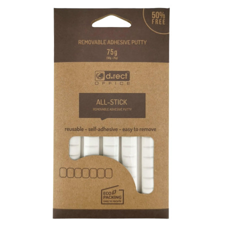 D.RECT Pastilles adhésives blanches | Amovibles | Pâte adhésive malléable | Blister de 80 pads