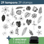 Aladine - 29 Tampons Jungle avec Encreur Noir - Pour Personnaliser Cartes, Invitations - Scrapbooking, Bullet Journal, Feuilles Aladine - 29 Tampons Jungle avec Encreur Noir - Pour Personnaliser Cartes, Invitations - Scrapbooking, Bullet Journal, Feuilles