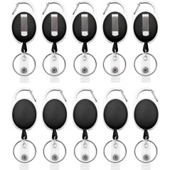 Fushing 10pcs porte-clés rétractables, porte-badge mousqueton robuste, bobine de badge d'identification avec cordon rétractable
