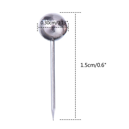 Carte de Voyage Push Pins avec 1/8 Pouces Point de Tête Et D'acier, 400 Pack (Argenté)
