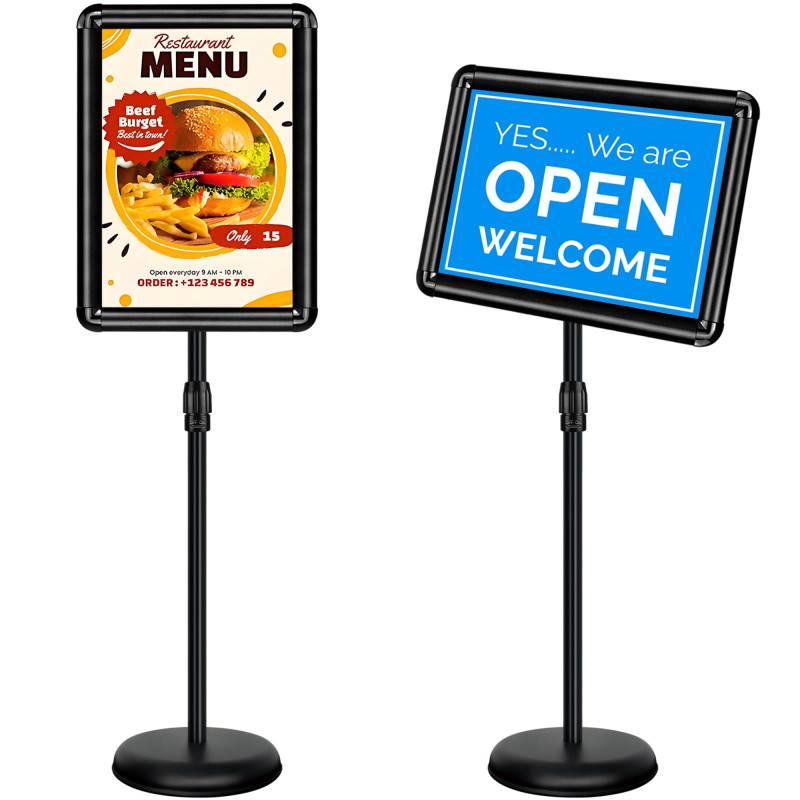 Porte-affiche en aluminium, support pour affiche, panneau d'affichage, présentoirs, enseigne de piédestal réglable, présentoir p