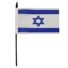 AZ FLAG - Drapeau De Table Israël - 15x10 cm - Mini Drapeau Israélien De Bureau 100% Polyester Avec Hampe De 25cm Et Socle En Pl