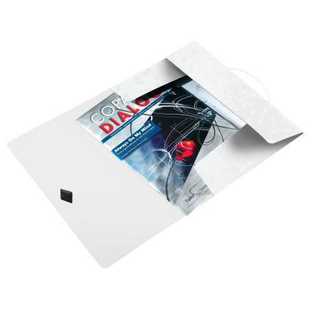 Leitz Chemise 3 Rabats, Contient jusqu'à 150 Feuilles A4, Fermeture Élastique, Plastique souple, Blanc, WOW, 45990001