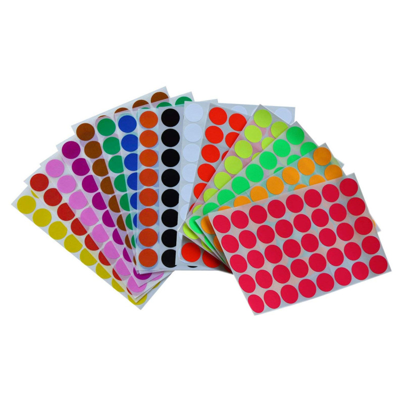 Lot de 1120 petits autocollants ronds à pois colorés de 19 mm - 16 couleurs - Pour bureau, école, calendrier, cartes Lot de 1120 petits autocollants ronds à pois colorés de 19 mm - 16 couleurs - Pour bureau, école, calendrier, cartes