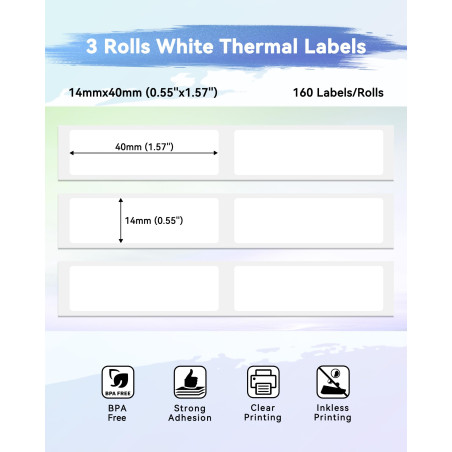 Phomemo D30 Étiquettes Adhésives pour l’Organisation et le Classement de Documents – Compatibles avec les Imprimantes Thermiques